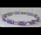 Purple Jade Bracelet - Women's Silver Plated Long