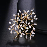 Green Zircon Leaf Brooch for Women's Suit