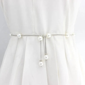Women's Pearl Waistband Thin Waist Chain Dress Belt