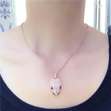 Women's Purple Crystal Pendant & 14K Rose Necklace