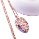 Women's Purple Crystal Pendant & 14K Rose Necklace