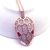 Women's Purple Crystal Pendant & 14K Rose Necklace