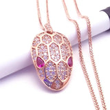 Purple Crystal Pendant with 14K Rose Necklace for Women