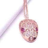 Purple Crystal Pendant with 14K Rose Necklace for Women