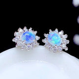 Opal Earrings 925 Silver Natural Women's Jewelry