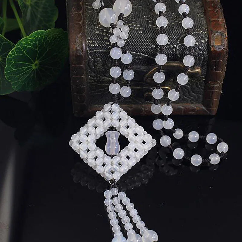 Women's Agate Sweater Chain Long Necklace Spring Jewelry Necklace