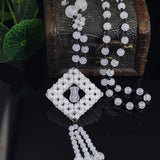 Women's Agate Sweater Chain Long Necklace Spring Jewelry Necklace
