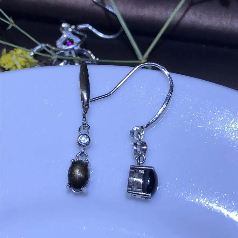 Starlight Gemstone Ear Hooks 925 Silver Birthday Gift