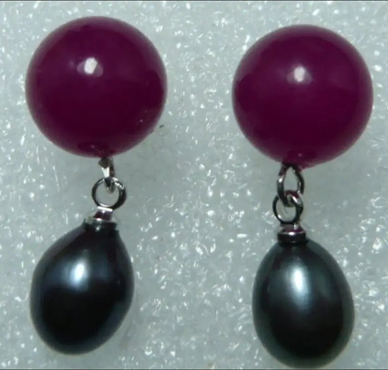 Purple Jade & Freshwater Pearl Butterfly Earrings