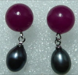 Purple Jade & Freshwater Pearl Butterfly Earrings