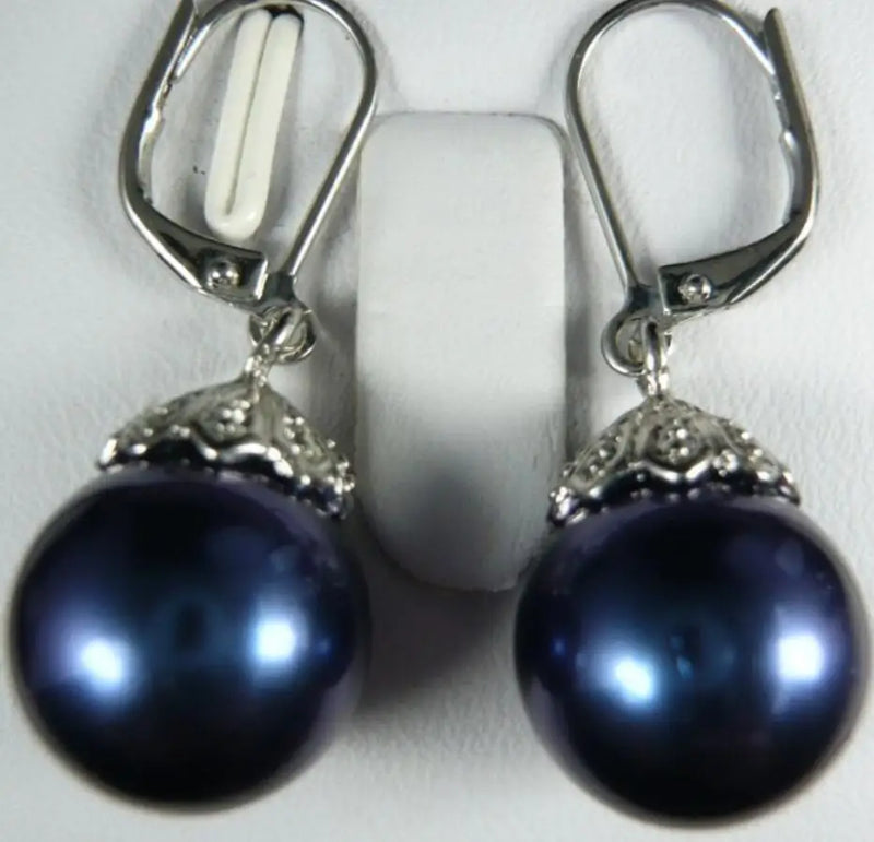 Shell Pearl Round Silver Plated Earrings