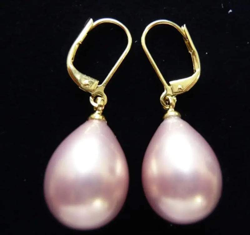 Retro Pink Shell Pearl Drop Earrings