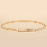 Women's Slim Waistband Decorative Dress with Rectangular Buckle Waist Chain