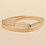 Women's Slim Waistband Decorative Dress with Rectangular Buckle Waist Chain