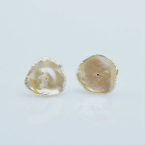 Baroque Pearl 925 Silver Stud Earrings Natural White Freshwater Pearl