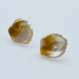 Baroque Pearl 925 Silver Stud Earrings Natural White Freshwater Pearl