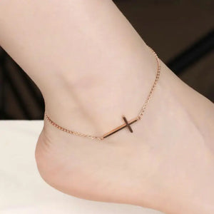 Women's Titanium Steel Anklet Cross Design
