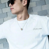 Titanium Steel Double Love Heart Pendant for Pet Ashes