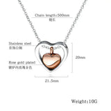 Titanium Steel Double Love Heart Pendant for Pet Ashes