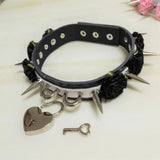 Women Sexy Lolita Punk Choker Goth Heart LOCK Rivet Harajuku Leather Necklace
