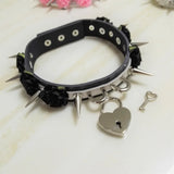 Women Sexy Lolita Punk Choker Goth Heart LOCK Rivet Harajuku Leather Necklace