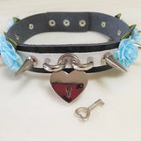 Women Sexy Lolita Punk Choker Goth Heart LOCK Rivet Harajuku Leather Necklace