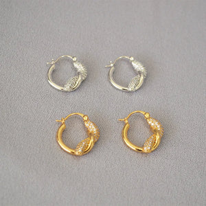 Zircon Inlay Hoop Earrings for Feast