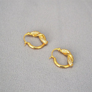 Zircon Inlay Hoop Earrings for Feast