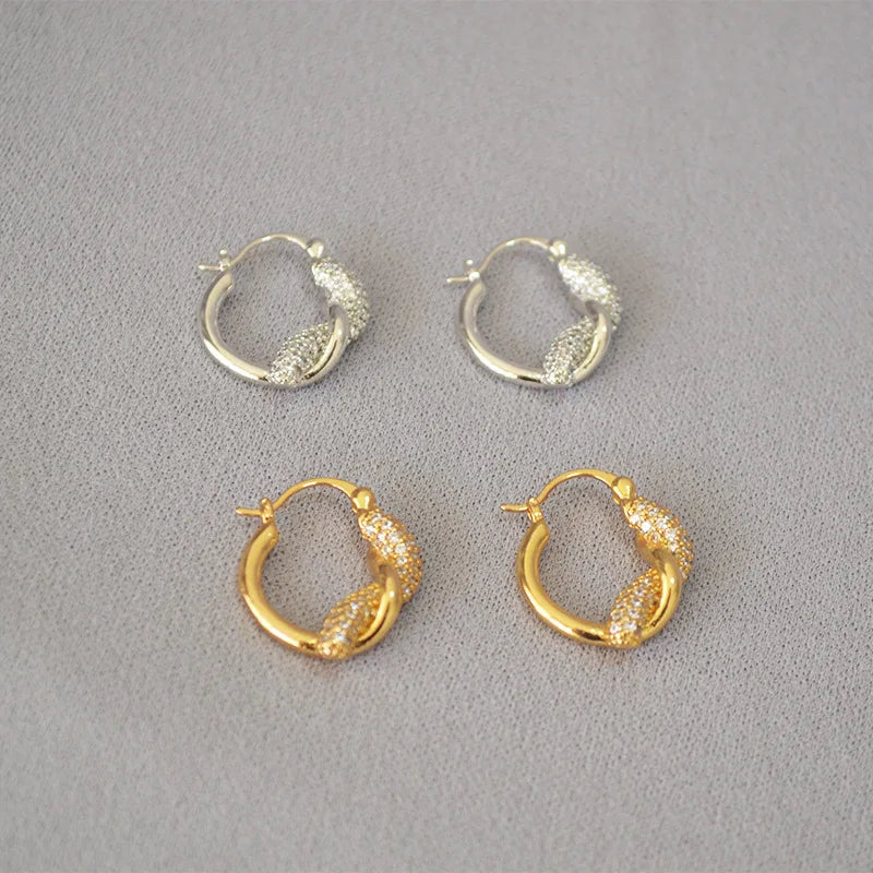 Zircon Inlay Hoop Earrings for Feast