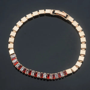 Rose Gold Red Stone Link Bracelet Toggle Jewelry