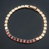 Rose Gold Red Stone Link Bracelet Toggle Jewelry