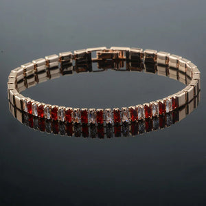 Rose Gold Red Stone Link Bracelet Toggle Jewelry