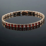 Rose Gold Red Stone Link Bracelet Toggle Jewelry
