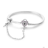 925 Silver Heart Key Lock Bracelet High Party Birthday Gift