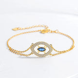 Evil Eye Lucky Hamsa CZ 925 Sterling Silver Yellow Jewelry Bracelets