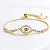 Evil Eye Lucky Hamsa CZ 925 Sterling Silver Yellow Jewelry Bracelets