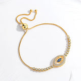 Evil Eye Lucky Hamsa CZ 925 Sterling Silver Yellow Jewelry Bracelets