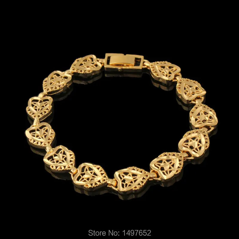 12mm Filled Plated Double Love Heart Bracelets/Bangles Jewelry