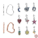 925 Silver Heart Hoop Earrings Women