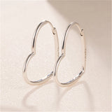 925 Silver Heart Hoop Earrings Women