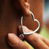 925 Silver Heart Hoop Earrings Women