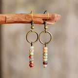 Boho Dangle Earrings with Natural Stone - Ethnic Jewelry