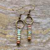 Boho Dangle Earrings with Natural Stone - Ethnic Jewelry