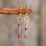 Boho Dangle Earrings with Natural Stone - Ethnic Jewelry