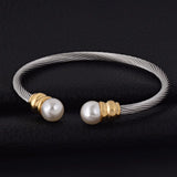 Adjustable Stainless Steel Twisted Cable Cuff Bangle Bracelet