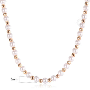 Rose Beaded Pearl Necklace Chain Womens 6/10mm 585 Girls Jewelry Gift