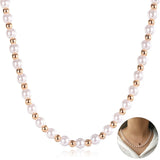 Rose Beaded Pearl Necklace Chain Womens 6/10mm 585 Girls Jewelry Gift