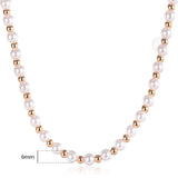 Rose Beaded Pearl Necklace Chain Womens 6/10mm 585 Girls Jewelry Gift