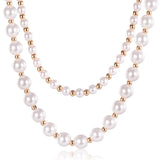 Rose Beaded Pearl Necklace Chain Womens 6/10mm 585 Girls Jewelry Gift