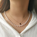 Rose Beaded Pearl Necklace Chain Womens 6/10mm 585 Girls Jewelry Gift